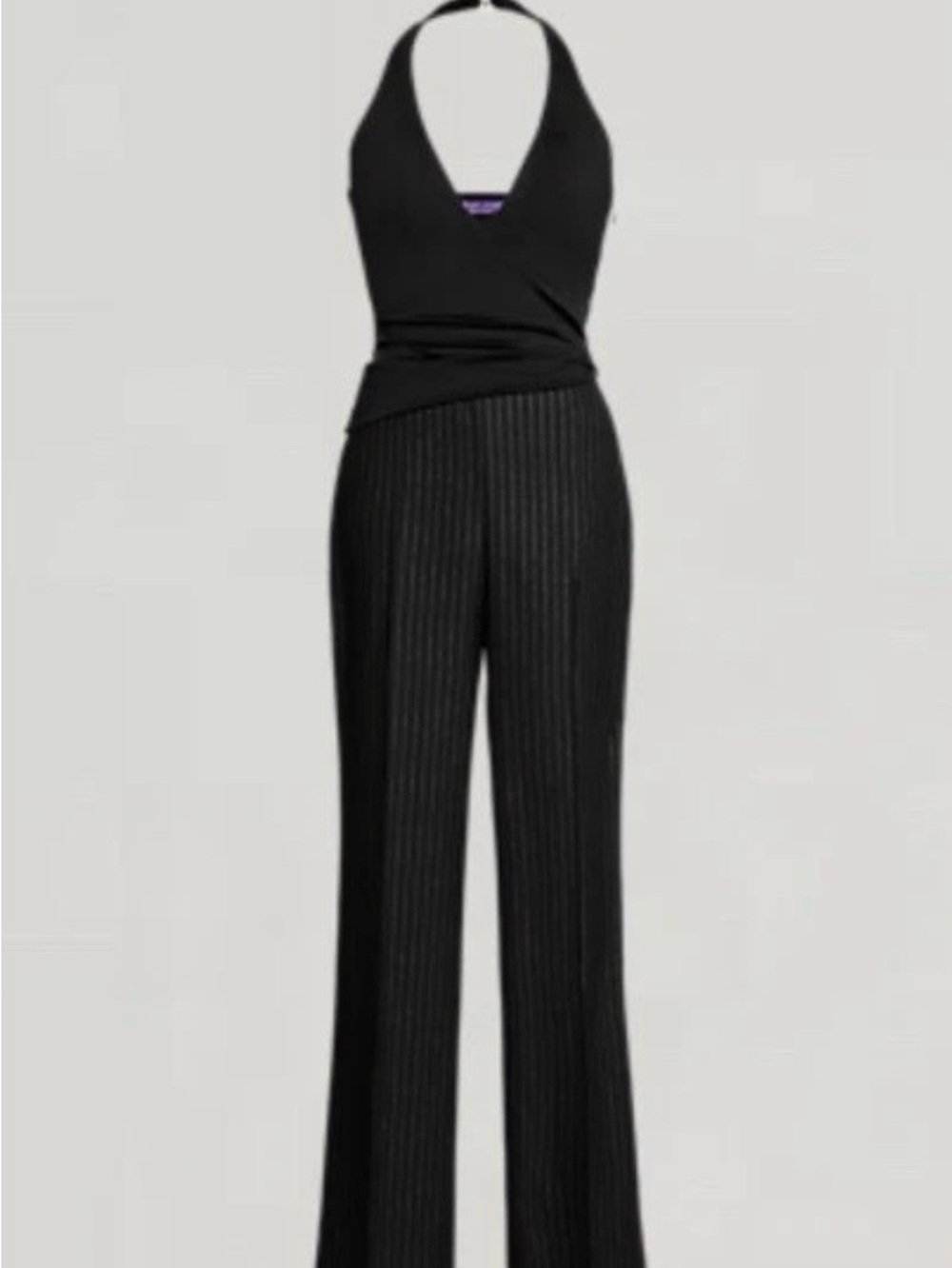 $2490 Ralph Lauren Collection Mylah Sleeveless Halter Black Jumpsuit Sz 00